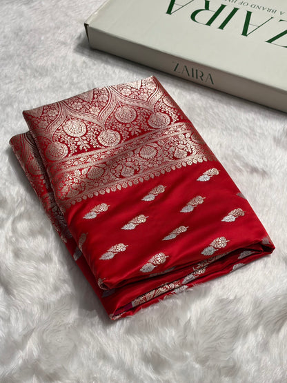 Red Shades Floral Booti Mashru Silk Saree MSM-69