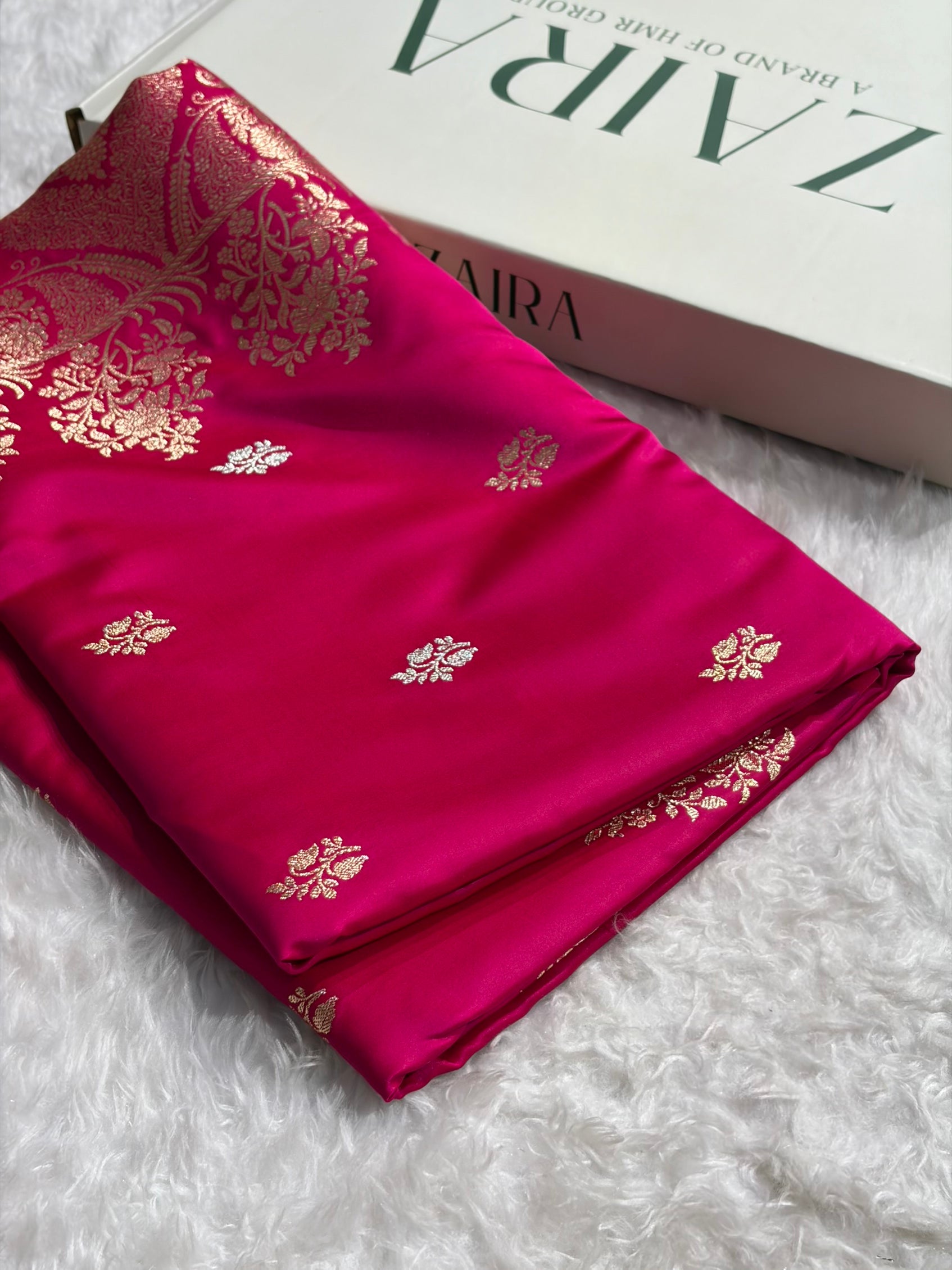 Cross Rani Shades Banarasi With Floral Border Mashru Silk Saree MSM-126