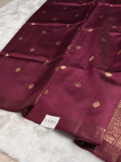 Wine Shade Handwoven Pure Katan Raw Mango Silk RM-06