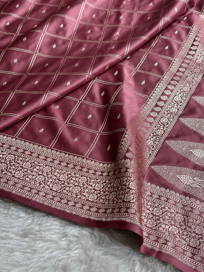 Mauve Shades Banarasi With Floral Border Mashru Silk Saree MSM-124