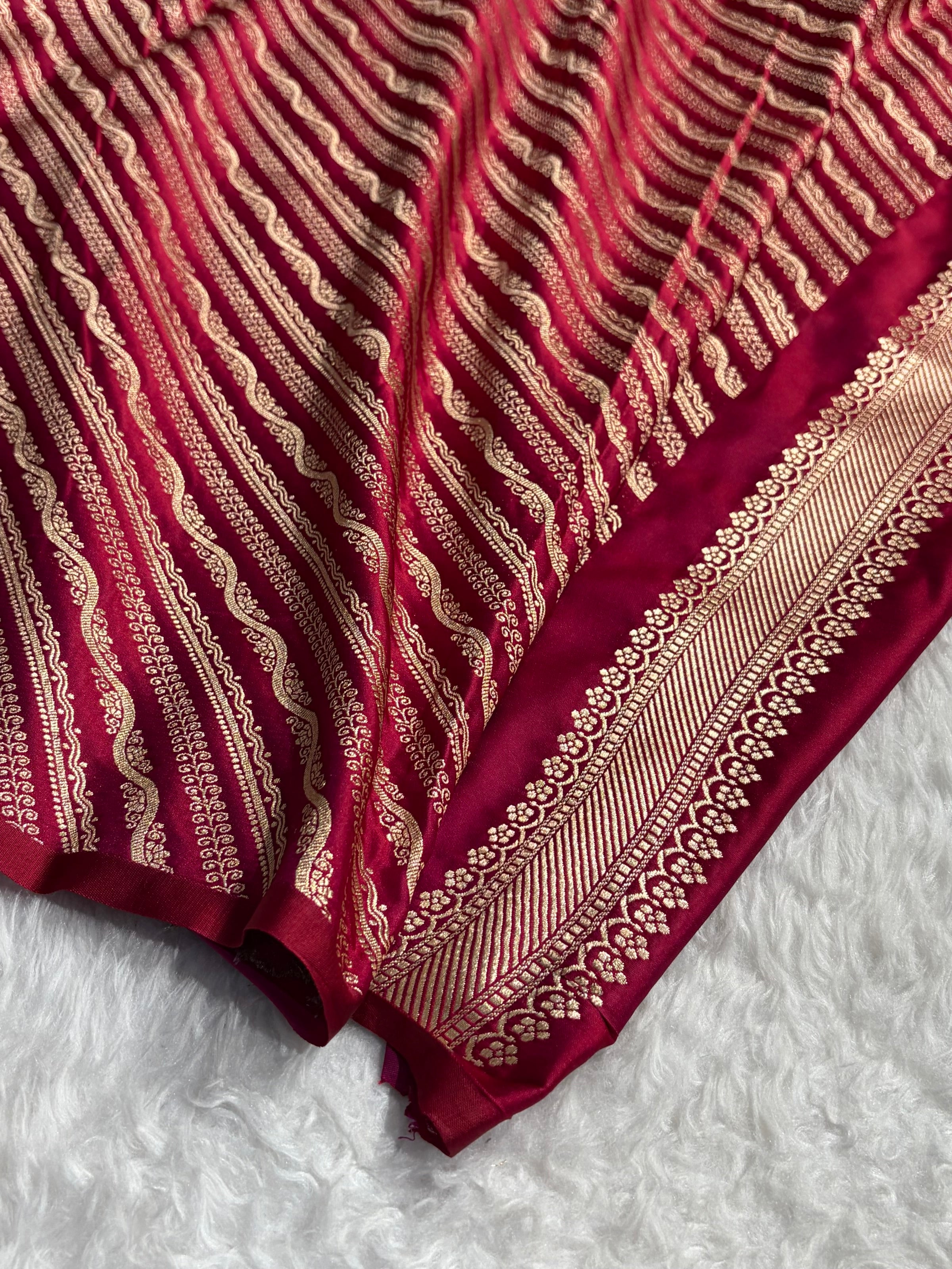 Banarasi Satin Katan Saree Booti Minakari Pattern in Cross Red Shades SK136