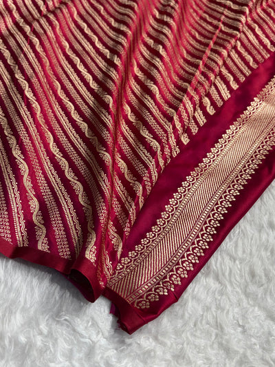 Banarasi Satin Katan Saree Booti Minakari Pattern in Cross Red Shades SK136