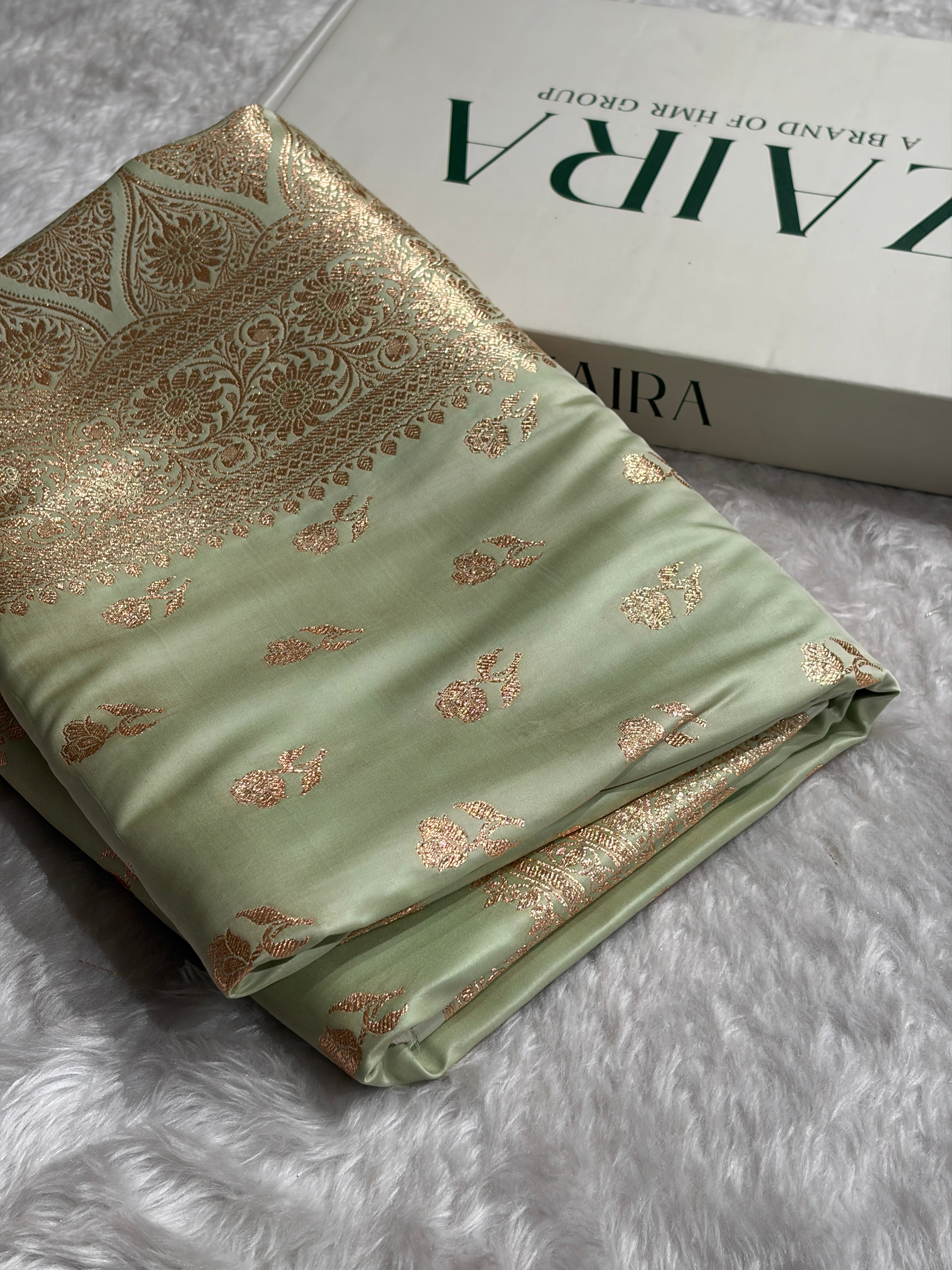 Light Lista Banarasi Boota Katan Silk Saree