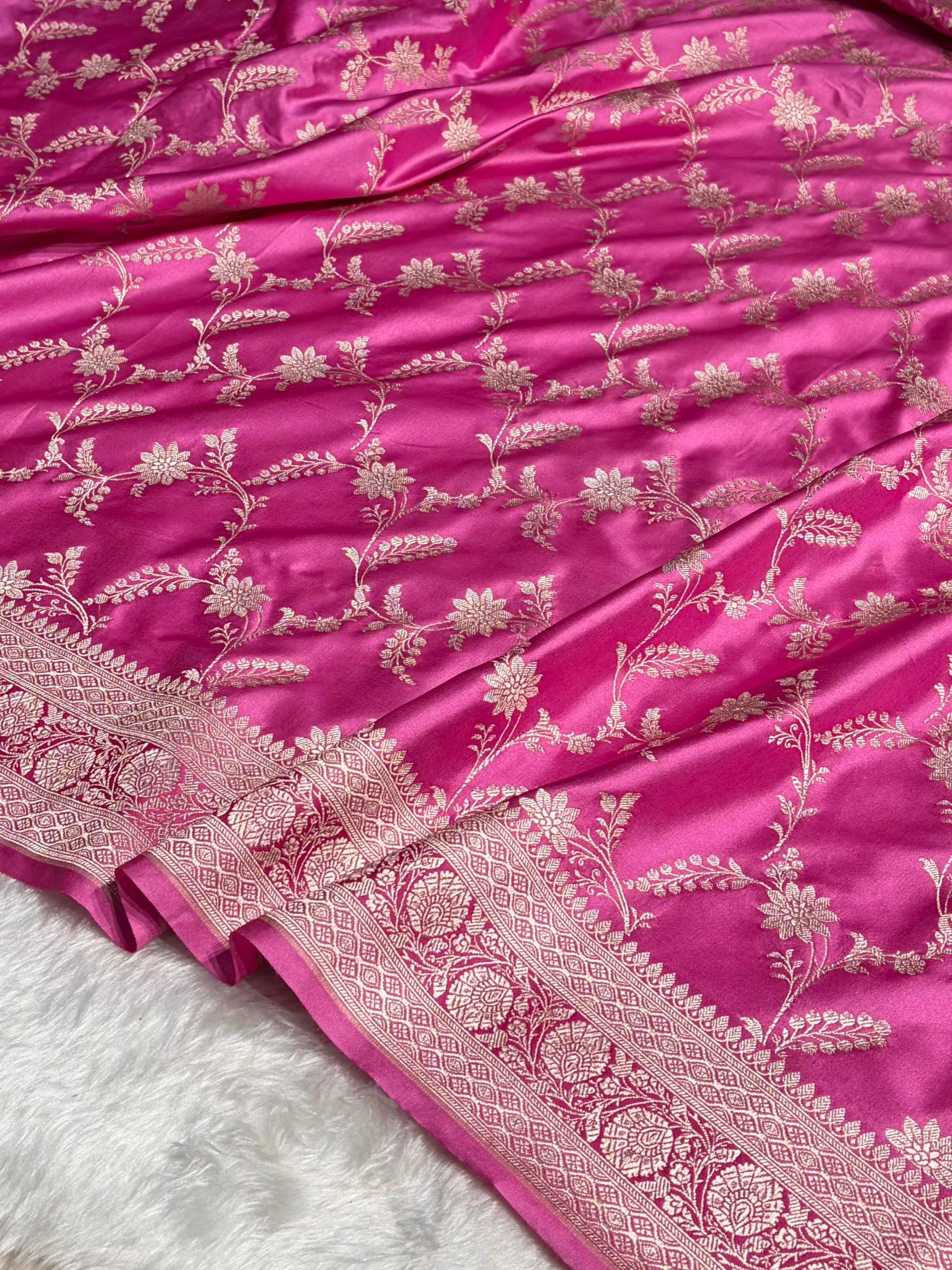 Blush Pink Jaal Mashru Silk Saree