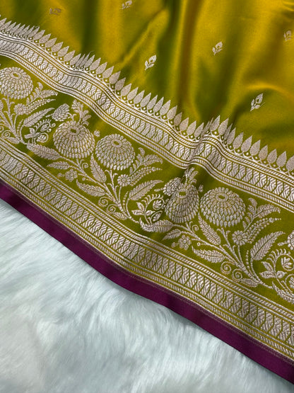Mehendi Green Shades Floral Boota Mashru Silk Saree MSM 73