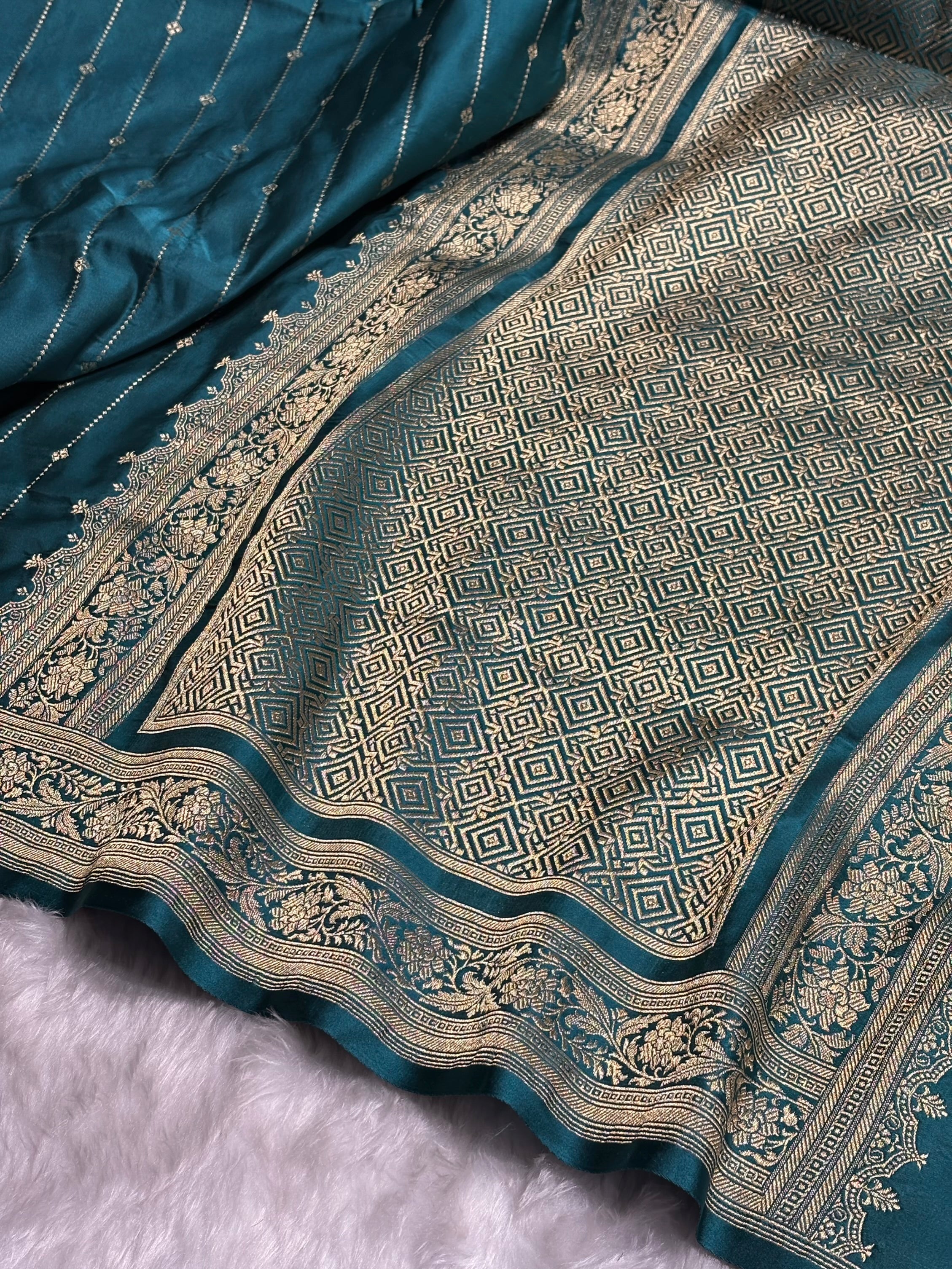 Dusty Rama Shades Satin Katan Silk Saree SK63