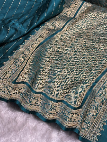 Dusty Rama Shades Satin Katan Silk Saree SK63