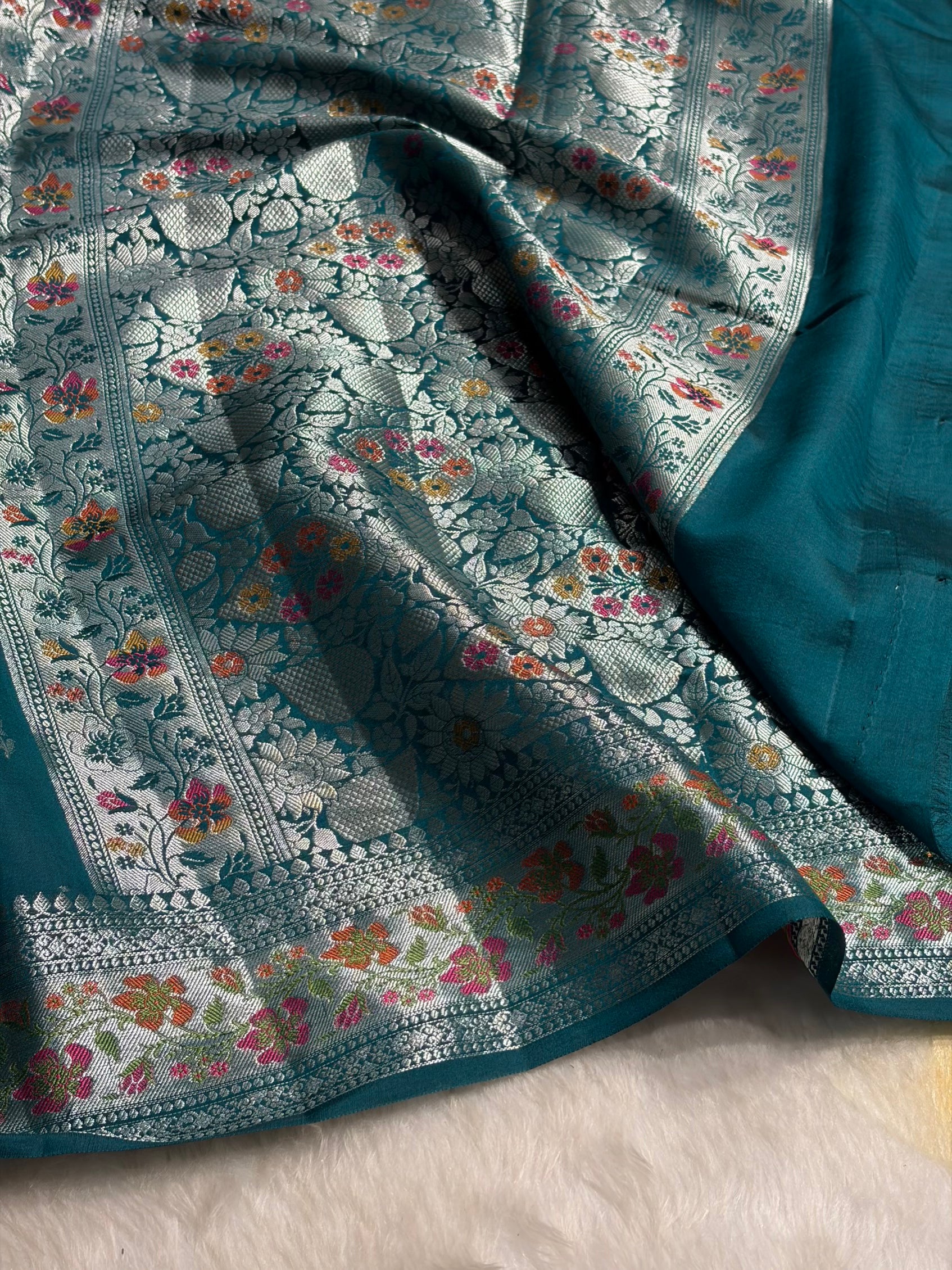 Minakari Dark Rama Shades Pure Chiniya Silk CH-01