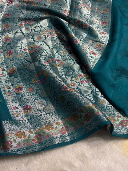 Minakari Dark Rama Shades Pure Chiniya Silk CH-01