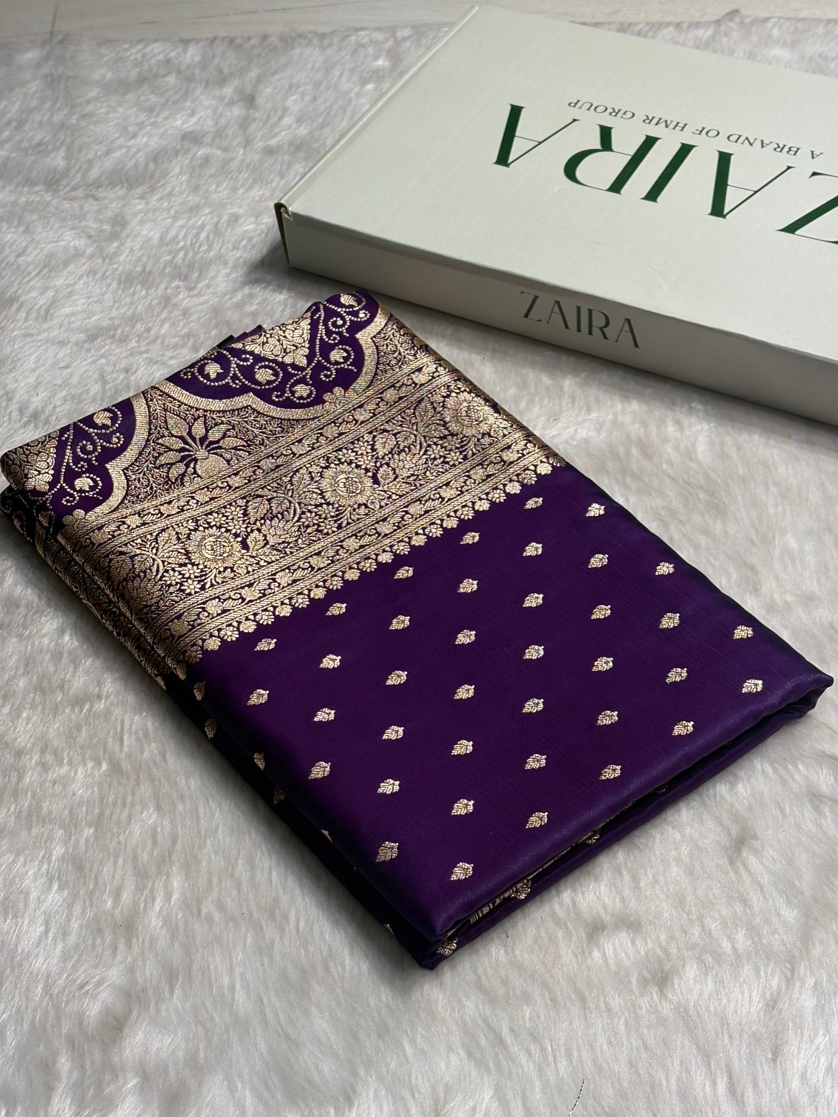 Ultra Light Weight Satin Silk Booti in Dark Purple Shades SS06