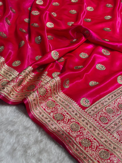 Chand Tara Cross Rani Boota With Traditional Banarasi Swarovski Work BSS04 (R)