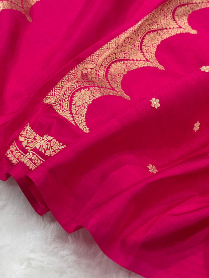 Rani Pink Shades Boota Handwoven Pure Katan Paper Silk RM-19