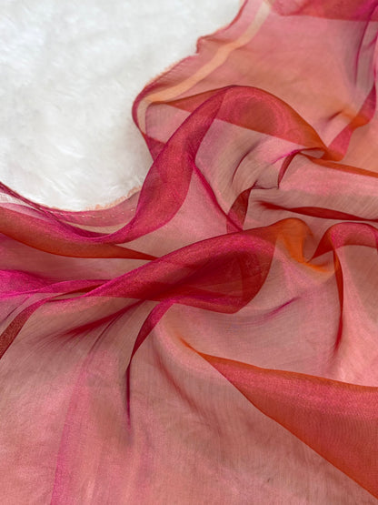 Red Bananasi Floral Shades Pure Tissue Silk Saree PT-38