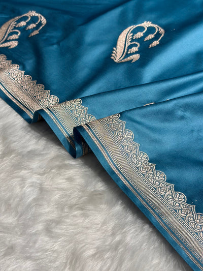 Firozi Shades Unique Boota Motif Mashru Silk Saree MCS12