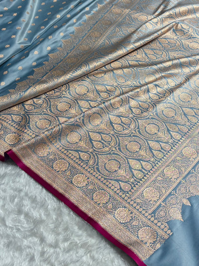 Banarasi Pastel German Shades Booti Katan Silk Saree SK07