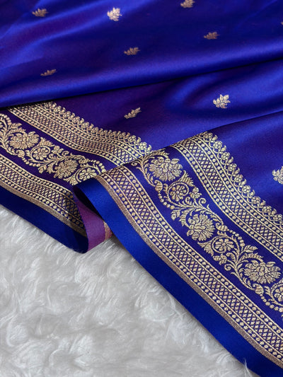 Banarasi Satin Katan Saree With Booti Pattern in Royal Purple Shades SK125