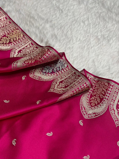 Skirt Border Rani Minakari Mashru Silk Saree MCS13