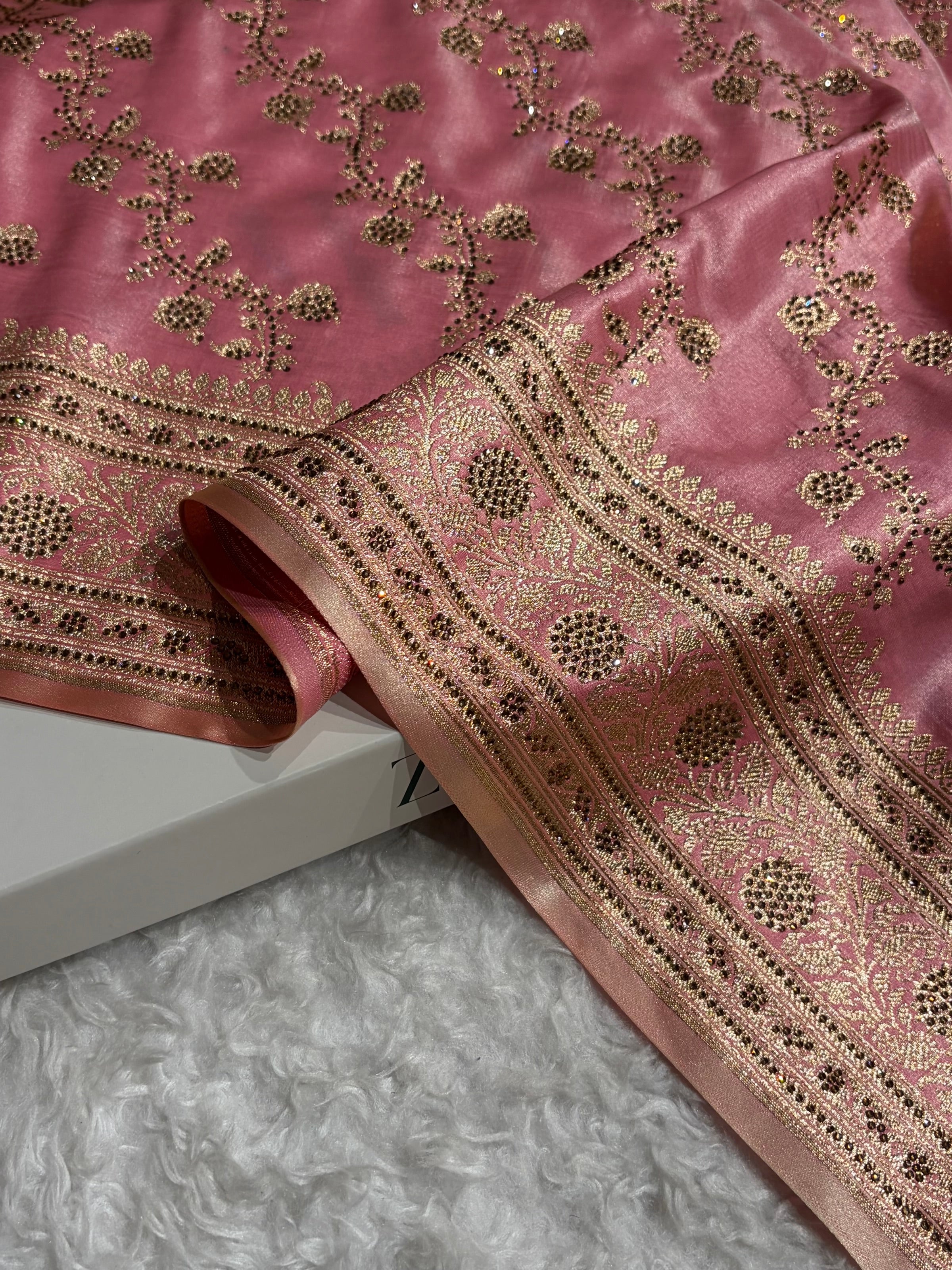 Bridal Baby Pink Cross Satin Silk with Ari and Stone work BSS11