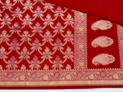 Red Sona Rupa Blended Banarasi Katan Silk