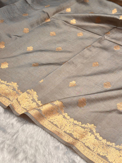 Mouse Gray Shades Handwoven Pure Raw Mango Silk RM-52