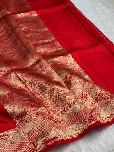 Red Shades Handwoven Pure Paper Silk RM-62