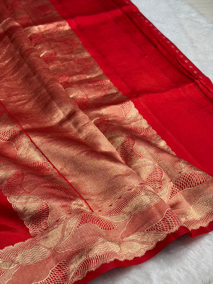 Red Shades Handwoven Pure Raw Mango Silk RM-62