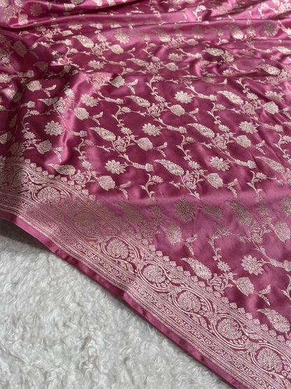 Mauve Pink Shades Jaal Mashru Silk Saree MS42