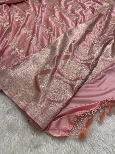 Blush Pink Banarasi Cross Mashru Silk Saree MCS01