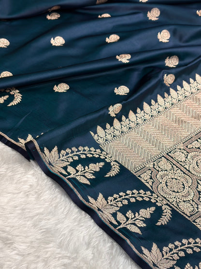Banarasi German Blue Booti Mashru Silk Saree MSM-33