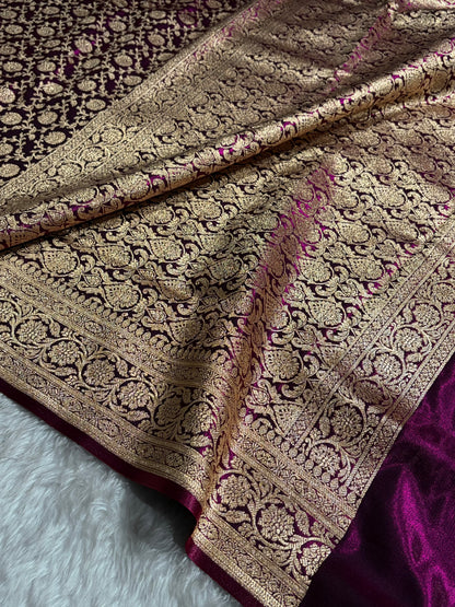 Banarasi Satin Silk Jaal in Wine Shades SS21