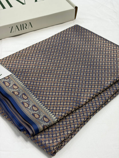 German Blue Shade With Tanchoi Pattern Katan Silk Saree