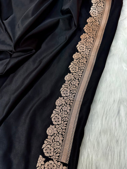 Black Shades Floral Boota Mashru Silk Saree