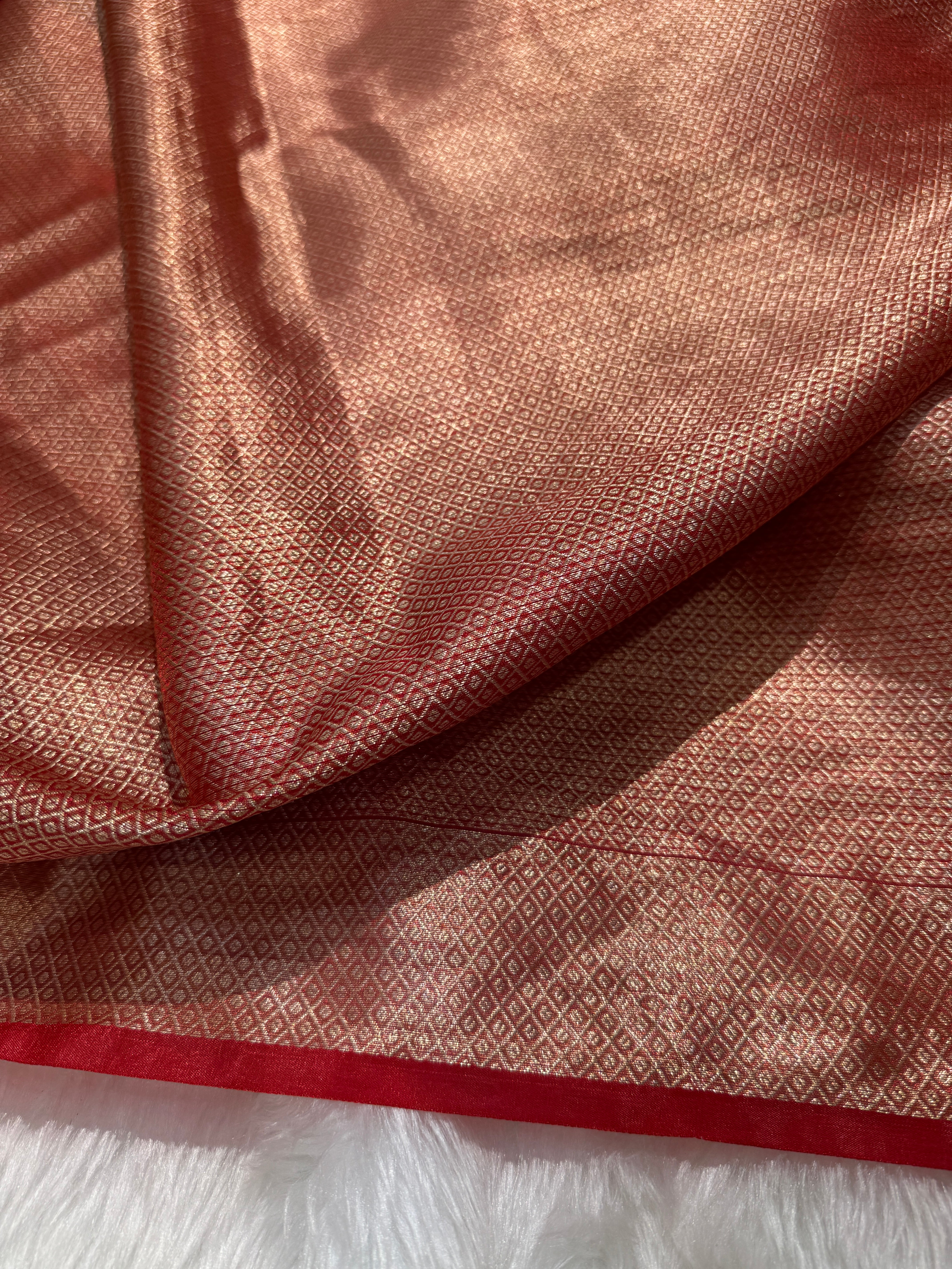 Semi Pure Tissue Silk Saree with Gotta Patti in Bridal Red Shades TGP05