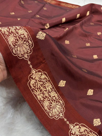 Chocolate Shades Handwoven Pure Katan Paper Silk RM-71