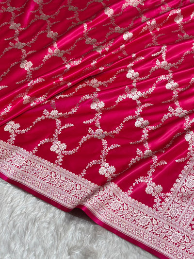 Rani Shades Banarasi With Floral Border Mashru Silk Saree MSM-127