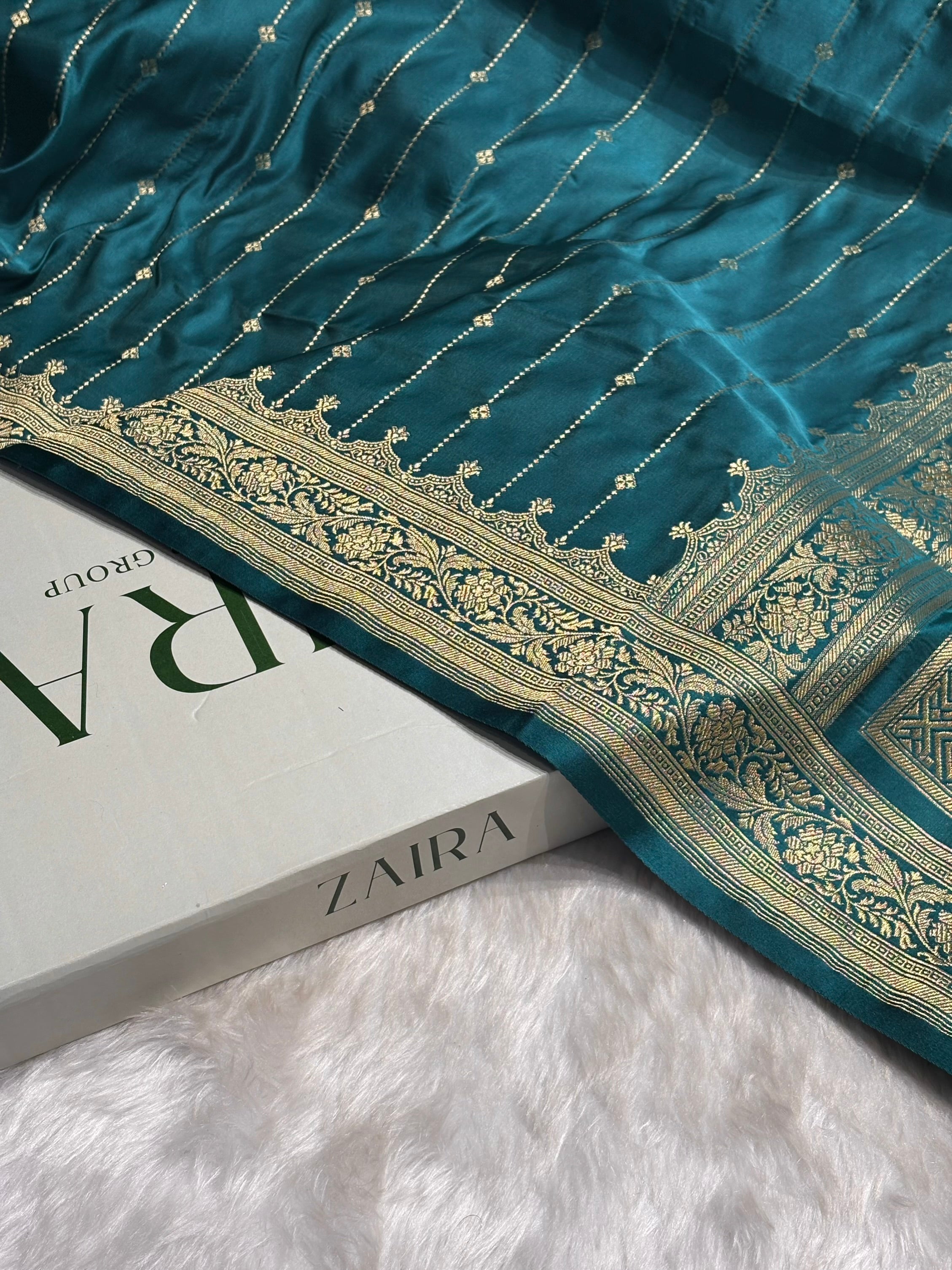 Dusty Rama Shades Satin Katan Silk Saree SK63