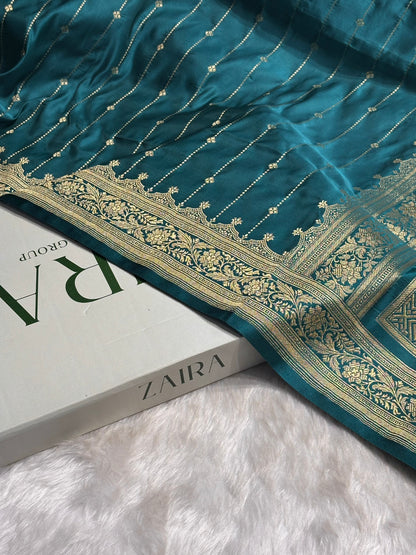 Dusty Rama Shades Satin Katan Silk Saree SK63