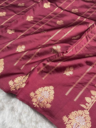 Copper Shades Banarasi Handwoven Pure Paper Katan Silk  RM-66