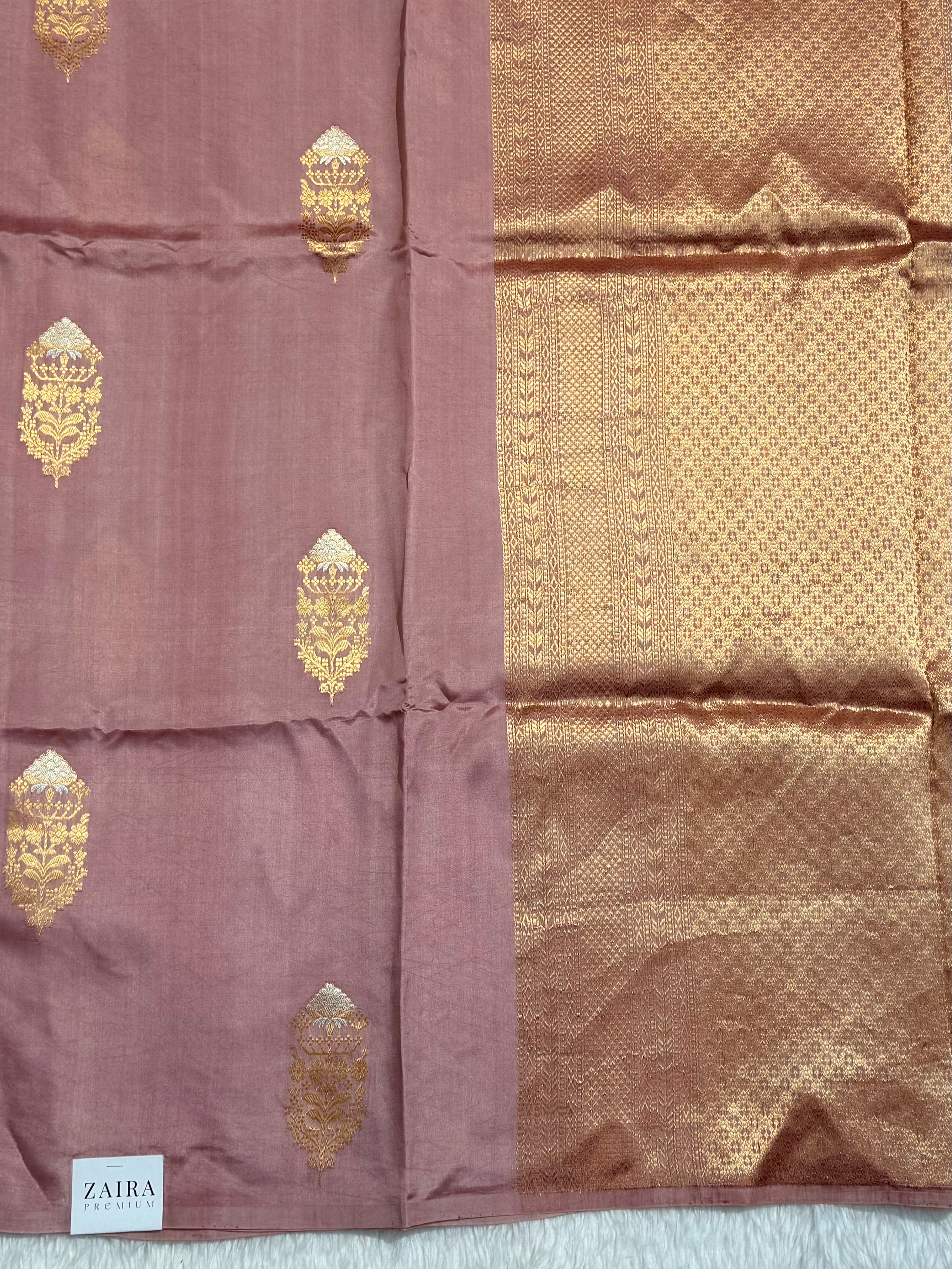 Mauve Pink Meena Boota Handwoven Paper Mango silk