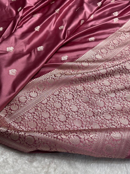 Mauve Copper Pink Boota Mashru Silk Saree
