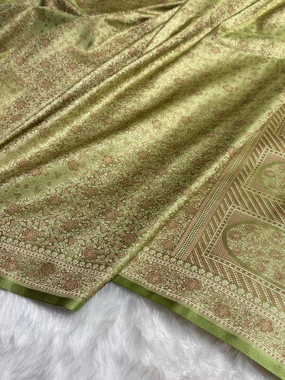 Pista Jamawar Tanchoi Katan Silk Saree SKTM-14