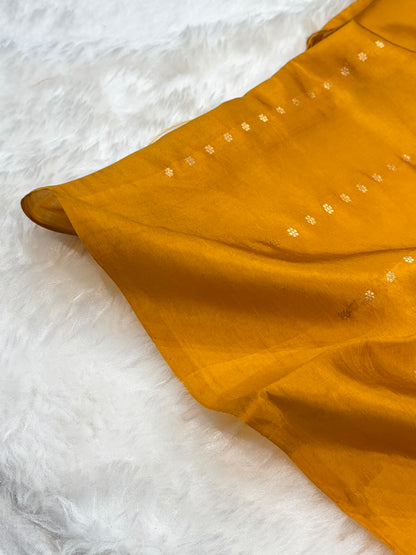 Banarasi Mustard Shades Boota Handwoven Pure Paper Silk Saree RM-94