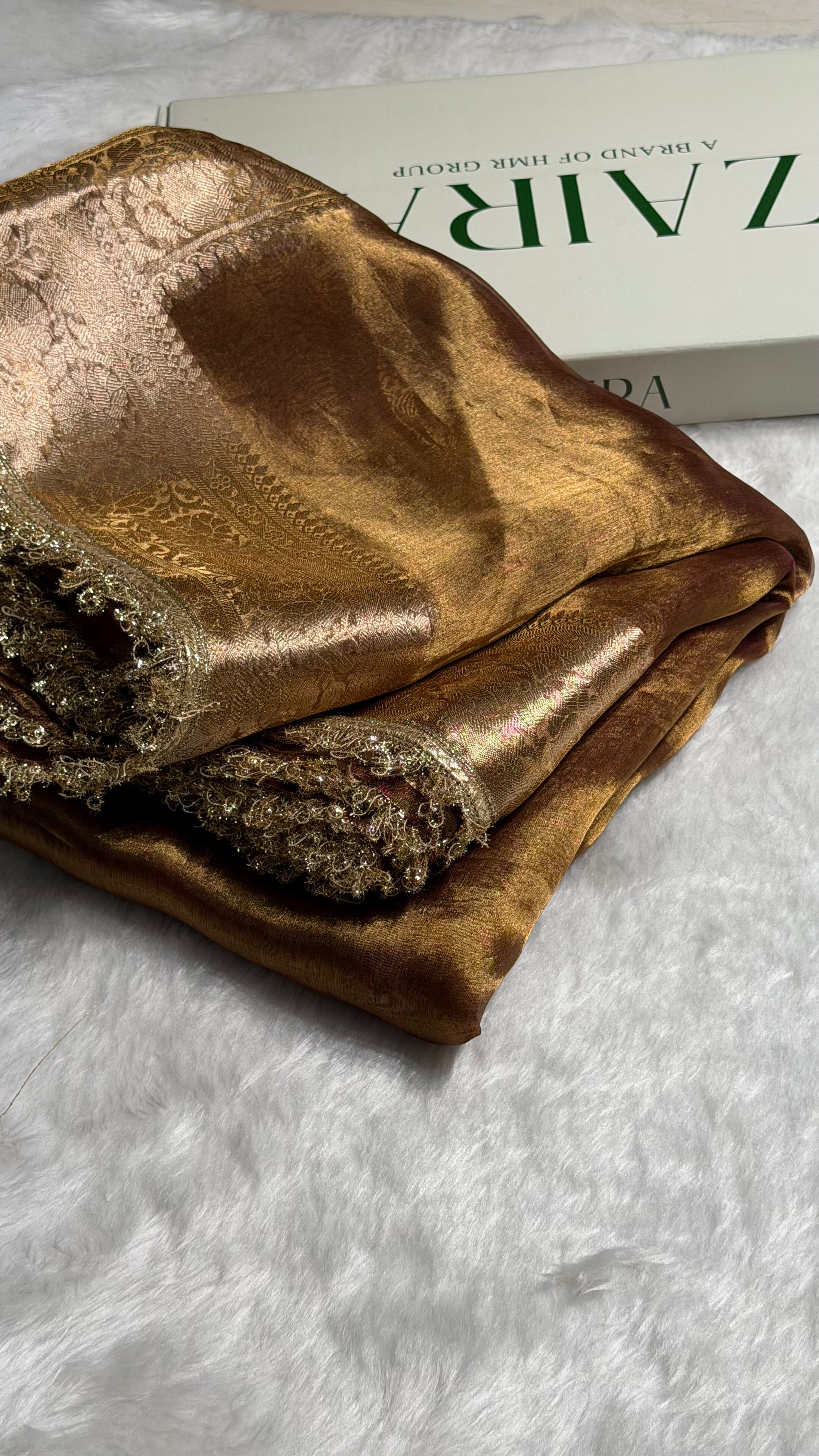 Cheeku Shade Pure Tissue Silk Saree with Gota Patti PTGP-17