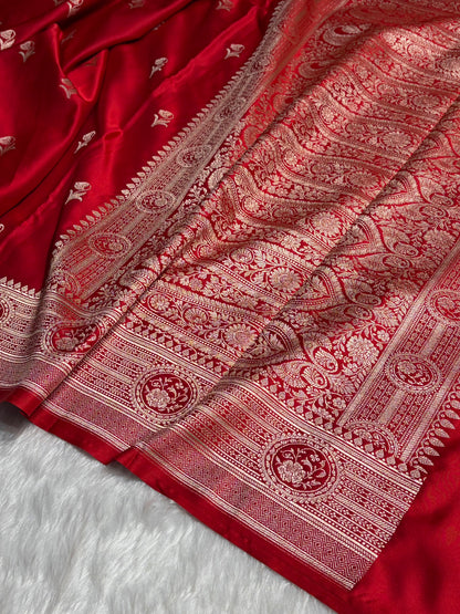 Maroon Boota With Floral Border Mashru Silk Saree MSM-96