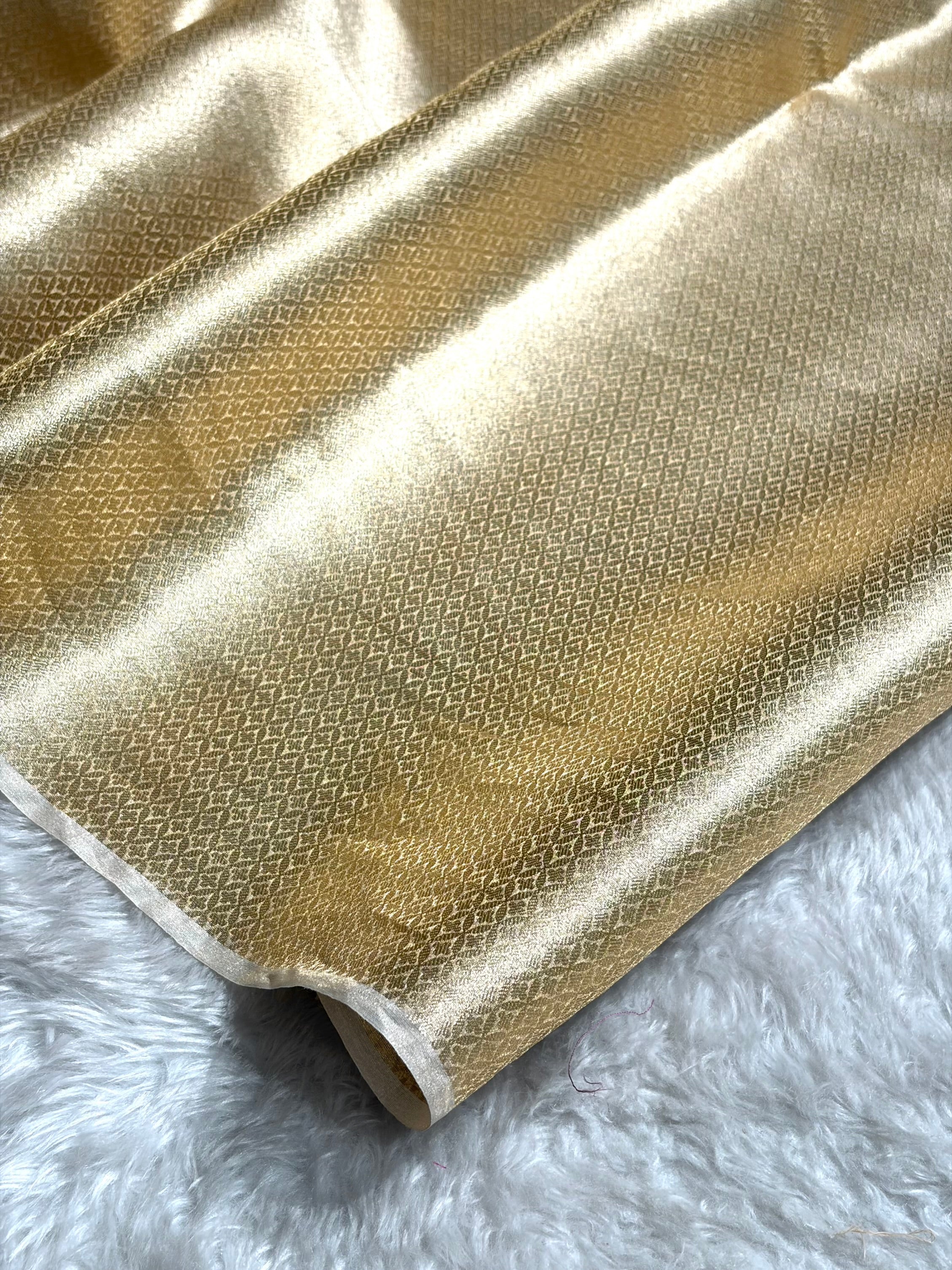 Beige Gold Shades With Floral Embroidered Pure Tissue Silk Saree with Brocade Blouse PTE-01