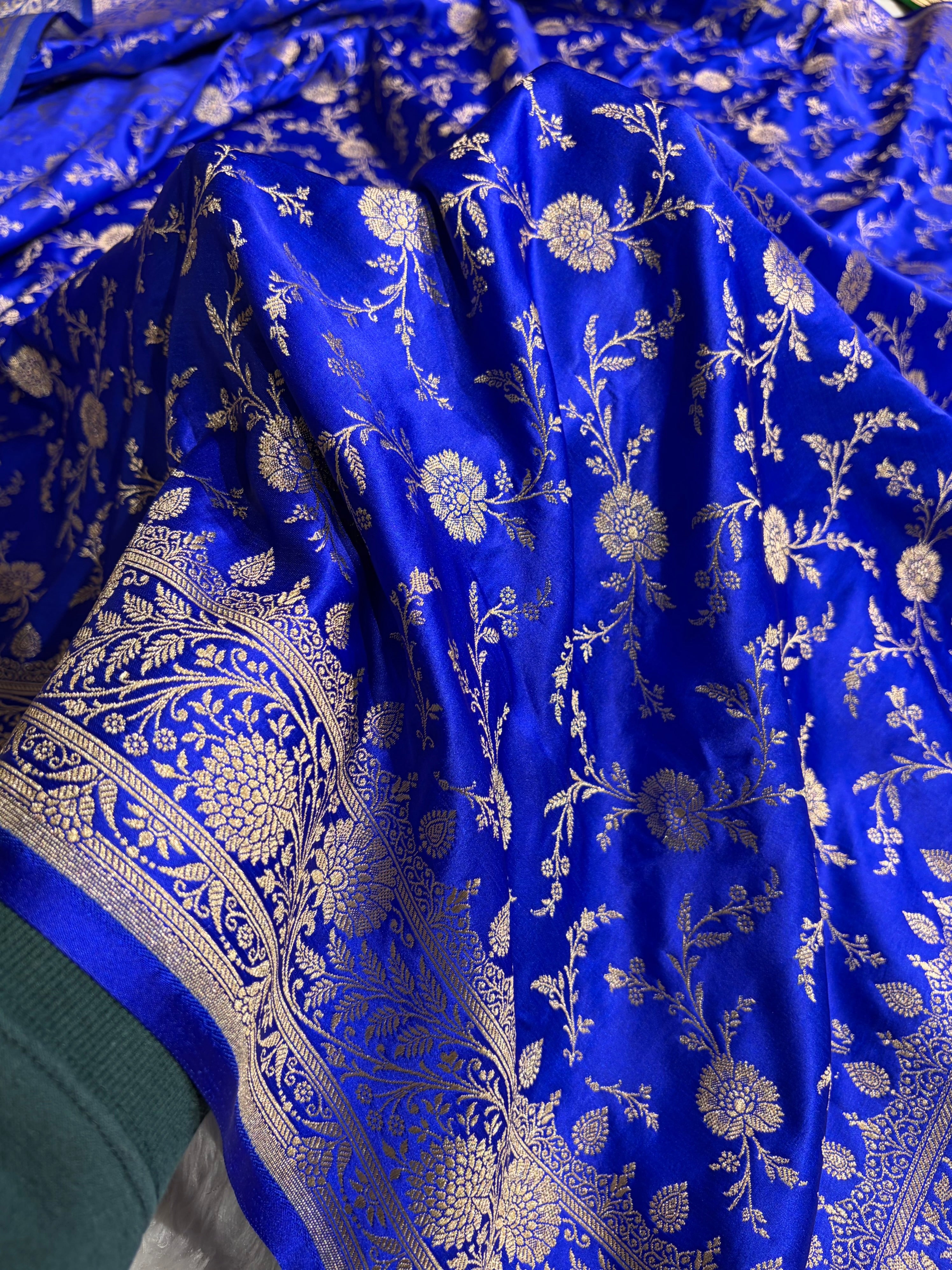 Banarasi Royal Blue Banarasi Jaal Katan Silk Saree SKM37
