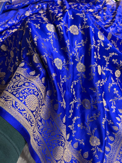 Banarasi Royal Blue Banarasi Jaal Katan Silk Saree SKM37