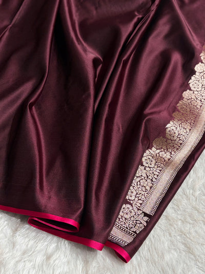 Chocolate Shade With Booti Pattern Mashru Silk Saree