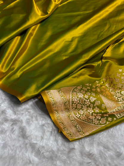 Liril Mehendi Floral Banasari Pattern Satin Katan Silk Saree SK83