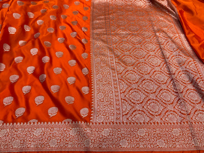 Orange Tree Boota Mashru Silk Saree